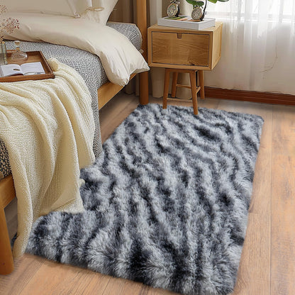 Ultra Soft Runner Rugs for Bedroom Hallways with Upgraded Non-Slip Rubber Backing & Thick Memory Sponge, 2x6 Feet Fluffy Shag Throw Area Rug for Bedside Dorm Dark Grey