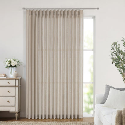 Vision Home Natural Linen Pinch Pleated Semi Sheer Curtains 42Wx90Lx2