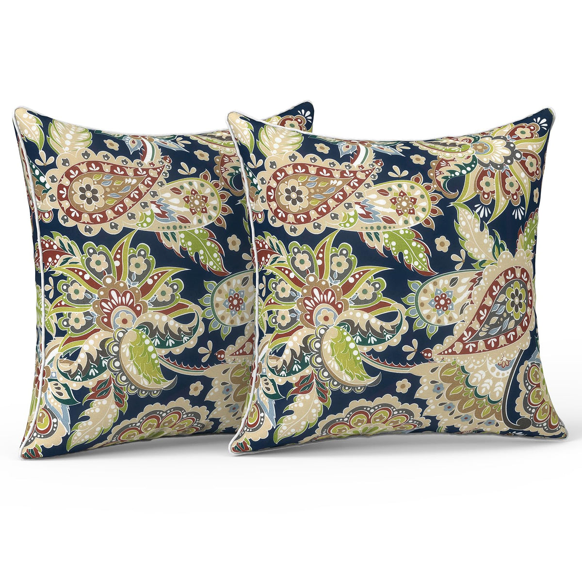 LVTXIII Set of 2 Patio Lumbar Pillows, 12" x 20" Fade Resistant Outdoor Lumbar Pillow with Inners, Fluffy Decorative Garden Lumbar Cushions for Home Patio Coach Sofa Use, Jacobean Black