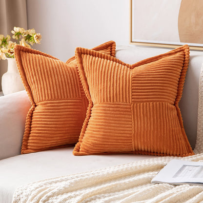 MIULEE Decorative Throw Pillow Covers for Couch 18x18 Inch Beige 2 Pack