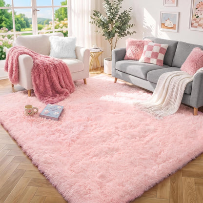 Fluffy Grey Rug for Bedroom 4x6, Modern Area Rugs for Kids Room Living Room