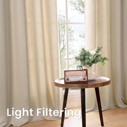 BGment Oatmeal Linen Curtains 84 Inch Length 2 Panels Set for Living Room