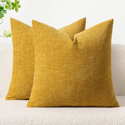 MIULEE Soft Chenille Throw Pillow Covers Sage Green 18x18 Inch Pack of 2