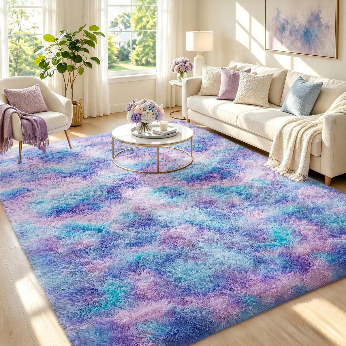Ophanie Area Rugs for Living Room Bedroom, Washable Non-Slip Fluffy Soft Grey Shag Carpet, Indoor Floor Gray 4x6 Fuzzy Shaggy Living Room Plush Rug for Kids Home Dorm Decor Aesthetic
