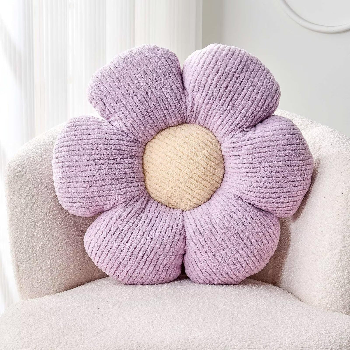 Kcvvcr Flower Throw Pillow, Soft White 14.9" Shaped Floor Pillow for Home Decor, Cute Aesthetic Plush Decorative Pillows for Bed, Sofa, Couch