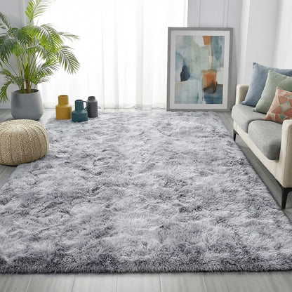 Fluffy Grey Rug for Bedroom 4x6, Modern Area Rugs for Kids Room Living Room