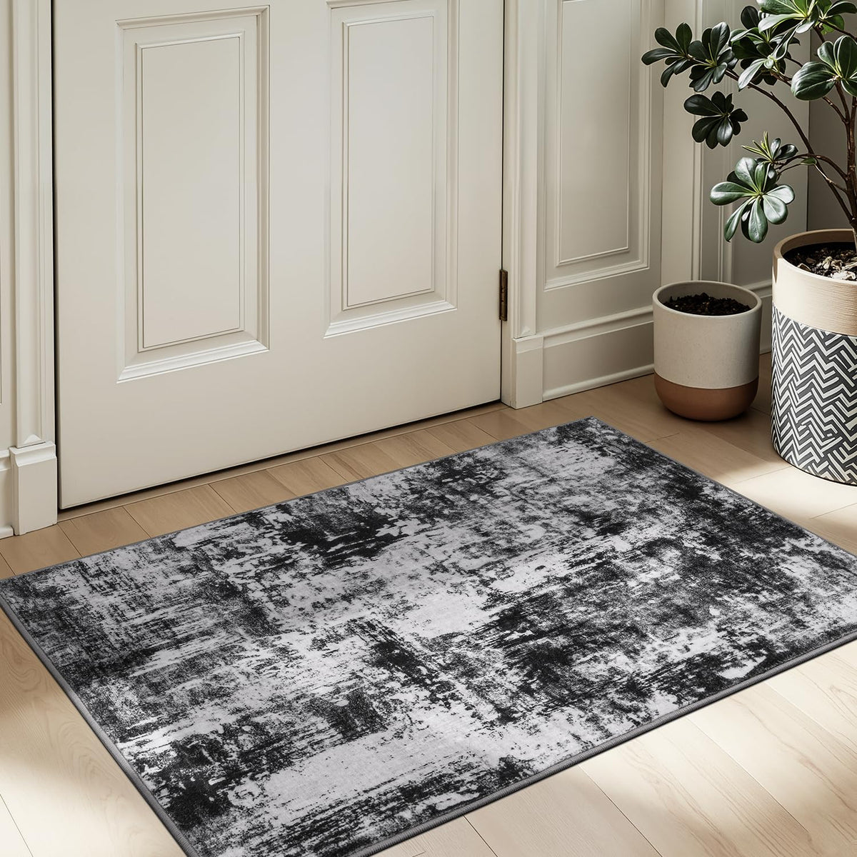 Rugflix 8x10 Area Rug for Living Room, Washable Navy Blue Dark Black Carpet