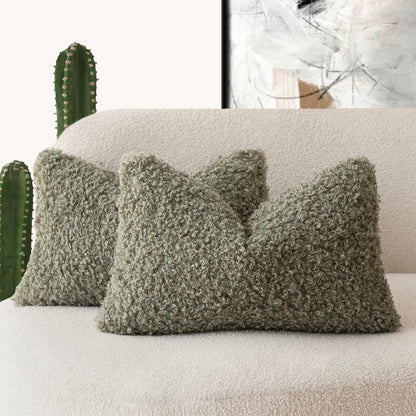 Foindtower Decorative Fuzzy Faux Fur Throw Pillow Covers 24x24 Inch Oatmeal