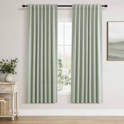 Guken Cream Linen Blackout Curtains 84 Inch Length 2 Panels Set for Living Room Bedroom Back Tab Thermal Insulated 100% Black Out Drapes Room Darkening Window Curtain Ivory Natural Beige