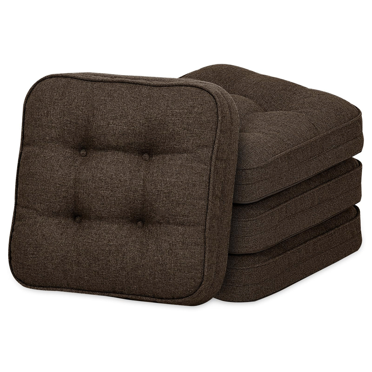 GOFORIT Chair Cushions,Tufted Shredded Memory Foam Chair Pads, Non-Slip Seat Cushions with Removable Cover, 16'' x 16'', Beige