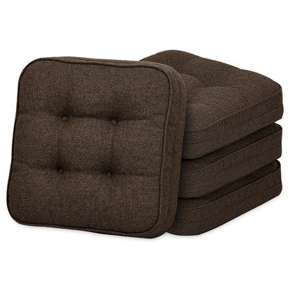GOFORIT Chair Cushions,Tufted Shredded Memory Foam Chair Pads, Non-Slip Seat Cushions with Removable Cover, 16'' x 16'', Beige