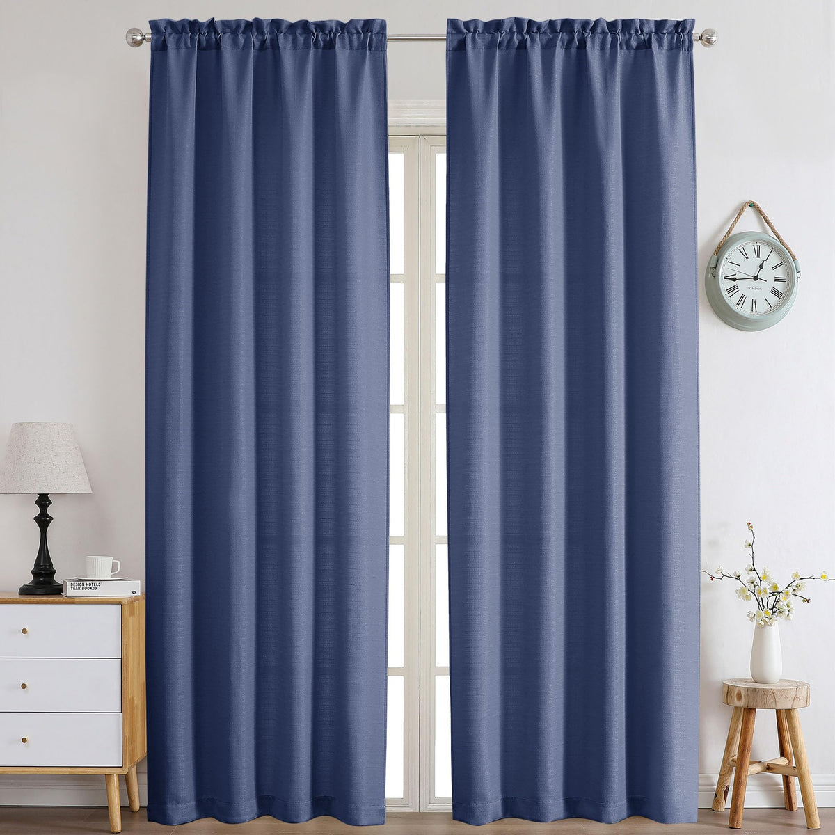 Chyhomenyc White Curtains 84 Inch Length 2 Panels 40Wx84L inches