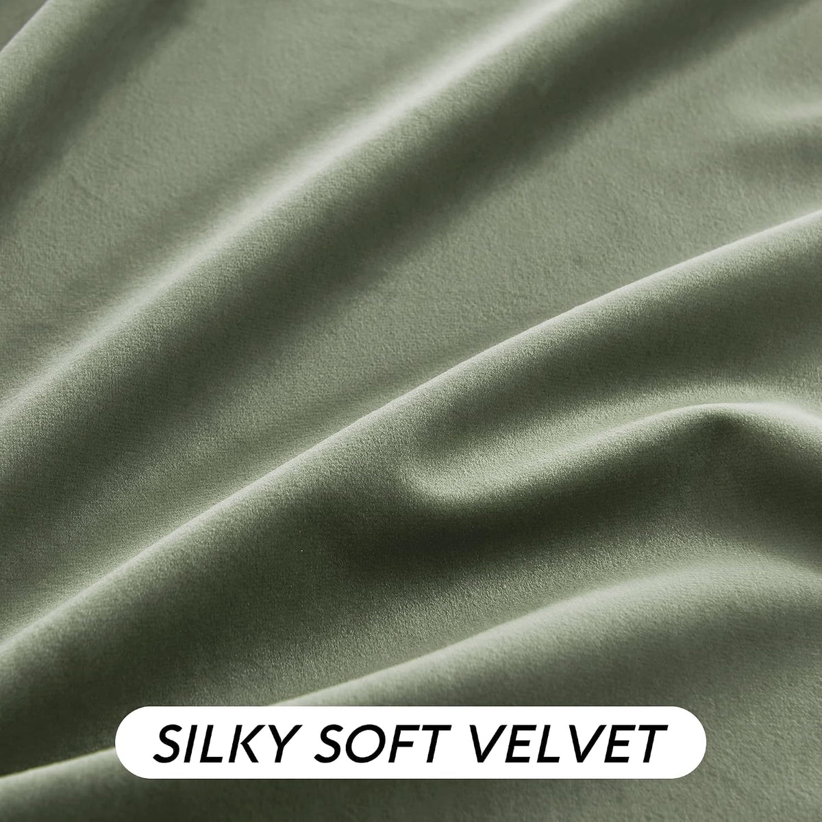 RYB HOME Sage Green Velvet Curtains 84 inches for Bedroom Living Room