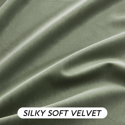 RYB HOME Sage Green Velvet Curtains 84 inches for Bedroom Living Room