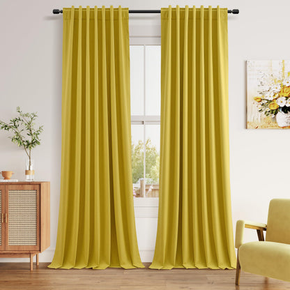 Guken Cream Linen Blackout Curtains 84 Inch Length 2 Panels Set for Living Room Bedroom Back Tab Thermal Insulated 100% Black Out Drapes Room Darkening Window Curtain Ivory Natural Beige