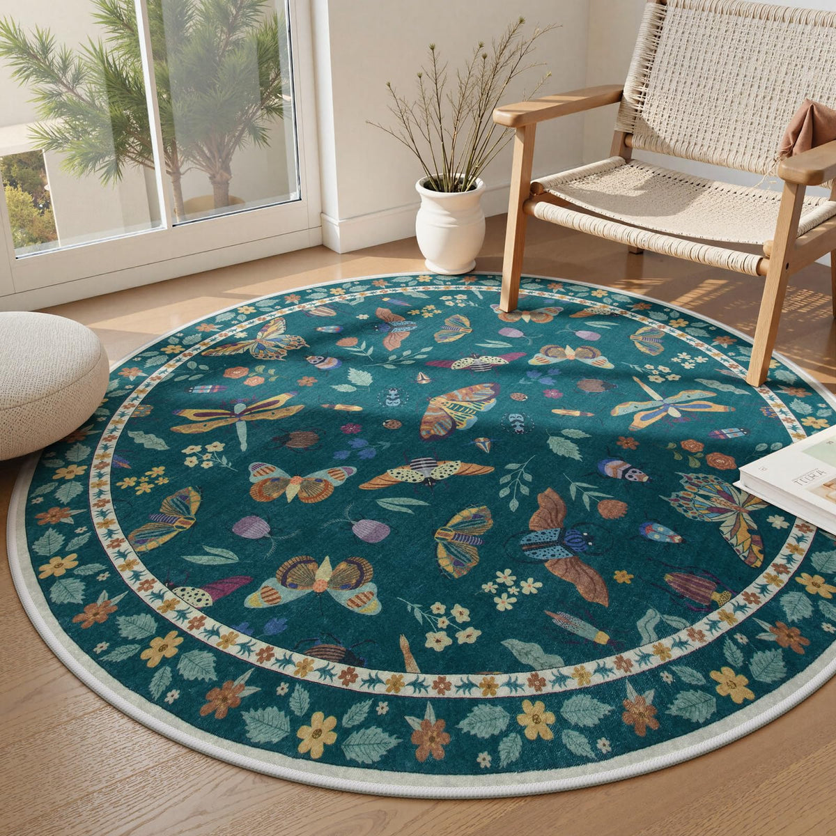 Lahome Bug Washable Area Rugs 5x7, Soft Green Rug for Living Room Bedroom