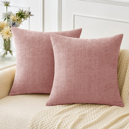 MIULEE Soft Chenille Throw Pillow Covers Sage Green 18x18 Inch Pack of 2