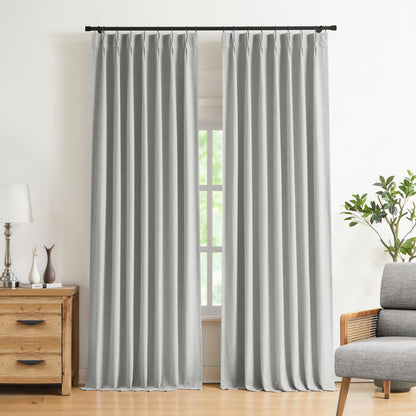 Vision Home Sand Pinch Pleated Full Blackout Curtains Linen Blended Room Darkening Window Curtains 95 inch for Living Room Bedroom Thermal Insulated Pinch Pleat Drapes with Hooks 2 Panel 40" Wx95 L