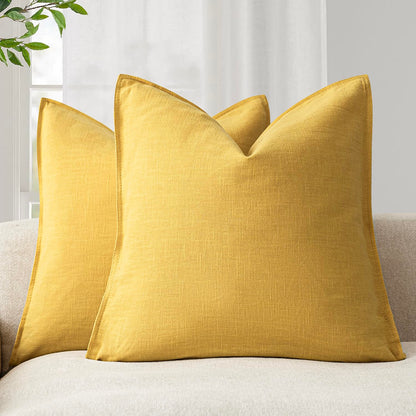 Foindtower Linen Solid Decorative Throw Pillow Covers 20x20 Natural Beige