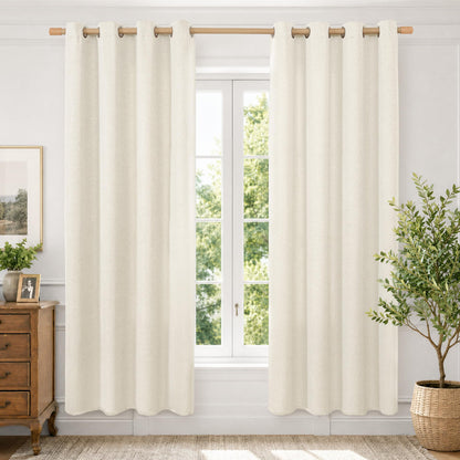 BGment Oatmeal Linen Curtains 84 Inch Length 2 Panels Set for Living Room