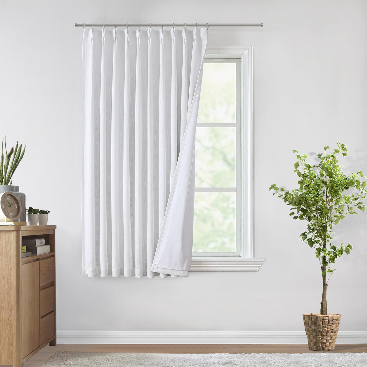 Vision Home Sand Pinch Pleated Full Blackout Curtains Linen Blended Room Darkening Window Curtains 95 inch for Living Room Bedroom Thermal Insulated Pinch Pleat Drapes with Hooks 2 Panel 40" Wx95 L