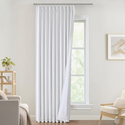 Vision Home Sand Pinch Pleated Full Blackout Curtains Linen Blended Room Darkening Window Curtains 95 inch for Living Room Bedroom Thermal Insulated Pinch Pleat Drapes with Hooks 2 Panel 40" Wx95 L