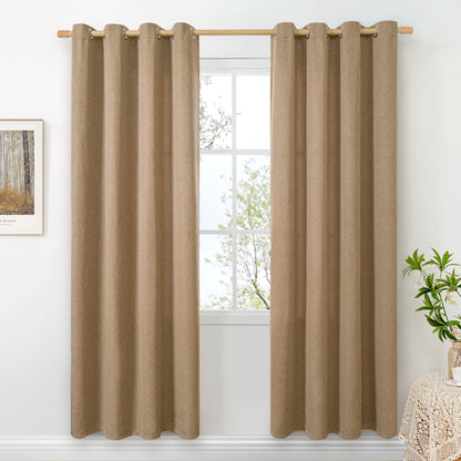 BGment Oatmeal Linen Curtains 84 Inch Length 2 Panels Set for Living Room
