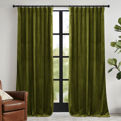 RYB HOME Sage Green Velvet Curtains 84 inches for Bedroom Living Room