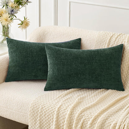 MIULEE Soft Chenille Throw Pillow Covers Sage Green 18x18 Inch Pack of 2