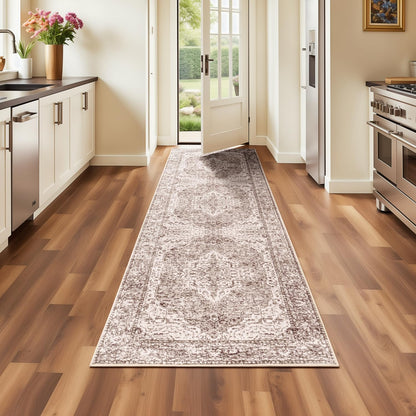 Lofus 5x7 Area Rugs for Living Room Bedroom, Soft Boho Carpet Floral Brown