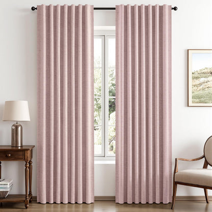 MIULEE 100% Blackout Linen Curtains for Bedroom 42 x 84 Inch Ivory 2 Panels