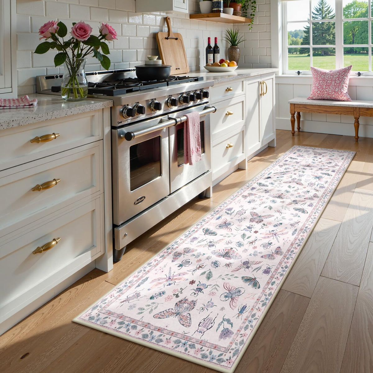 Lahome Bug Washable Area Rugs 5x7, Soft Green Rug for Living Room Bedroom