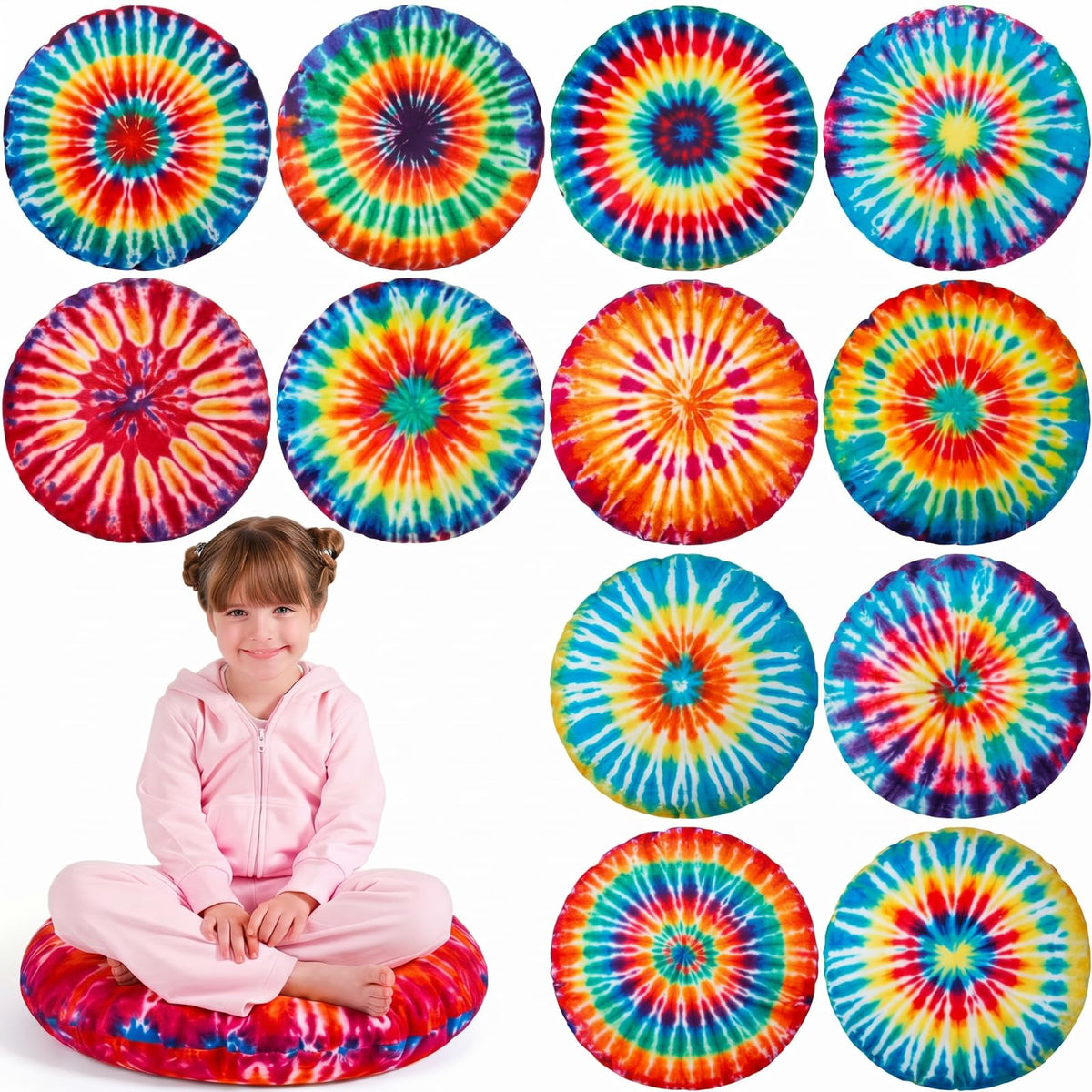 6 Pcs 13.78" Pink Donut Floor Pillow, for Donut Birthday Party Decor