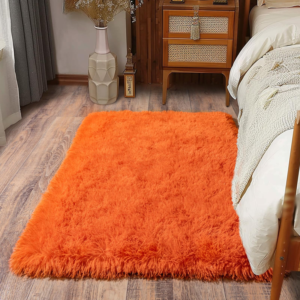 Ultra Soft Runner Rugs for Bedroom Hallways with Upgraded Non-Slip Rubber Backing & Thick Memory Sponge, 2x6 Feet Fluffy Shag Throw Area Rug for Bedside Dorm Dark Grey