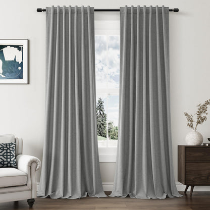 Guken Cream Linen Blackout Curtains 84 Inch Length 2 Panels Set for Living Room Bedroom Back Tab Thermal Insulated 100% Black Out Drapes Room Darkening Window Curtain Ivory Natural Beige