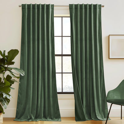 RYB HOME Blue Velvet Blackout Curtains for 84 inches Bedroom Living Room