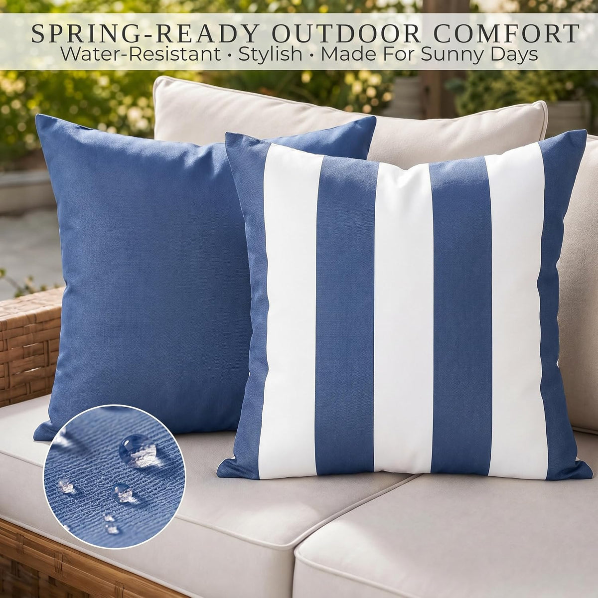 Decorative Outdoor Pillows Set of 2 - Waterproof 18x18 Throw Pillow Covers