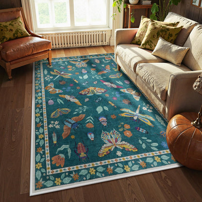 Lahome Bug Washable Area Rugs 5x7, Soft Green Rug for Living Room Bedroom