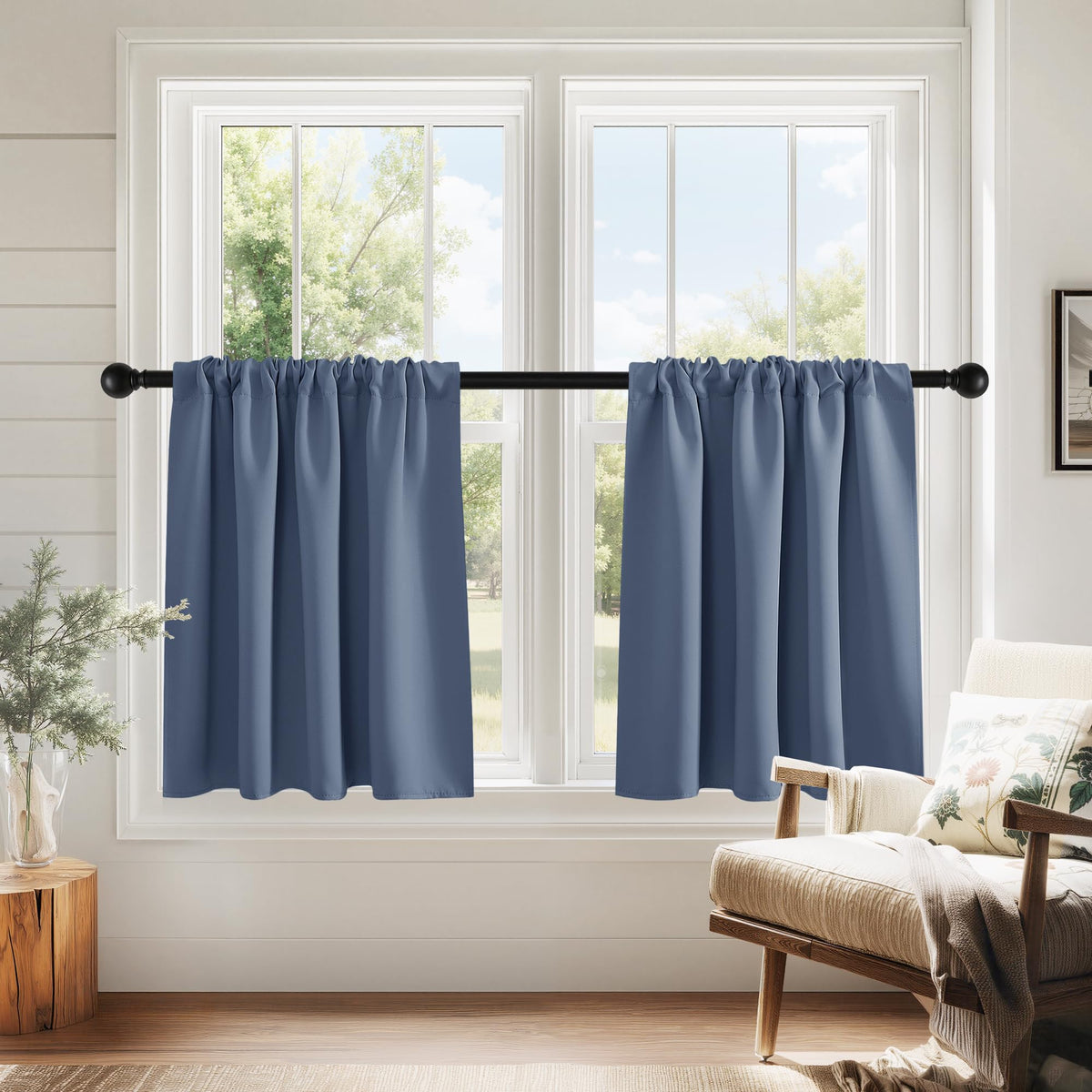 PONY DANCE Black Out Curtains 72 inch Long, Black, 2 Panels
