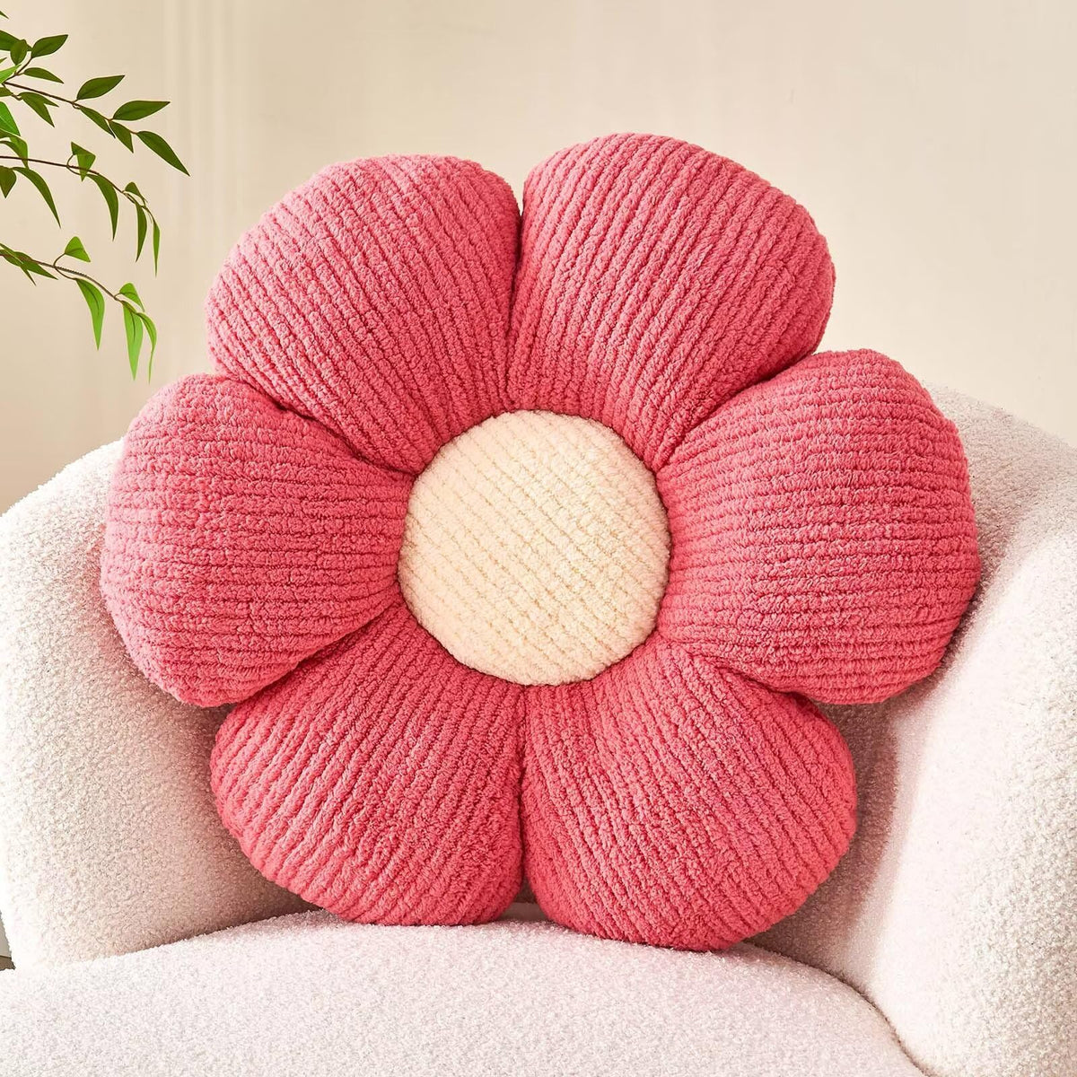 Kcvvcr Flower Throw Pillow, Soft White 14.9" Shaped Floor Pillow for Home Decor, Cute Aesthetic Plush Decorative Pillows for Bed, Sofa, Couch