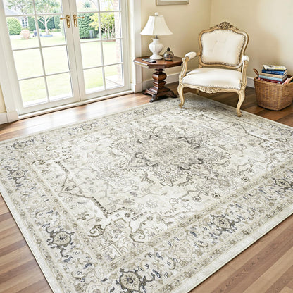 Lofus 5x7 Area Rugs for Living Room Bedroom, Soft Boho Carpet Floral Brown