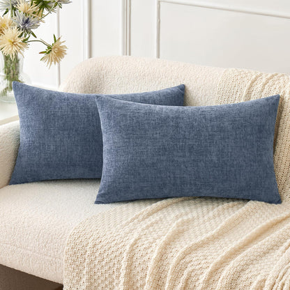 MIULEE Soft Chenille Throw Pillow Covers Sage Green 18x18 Inch Pack of 2