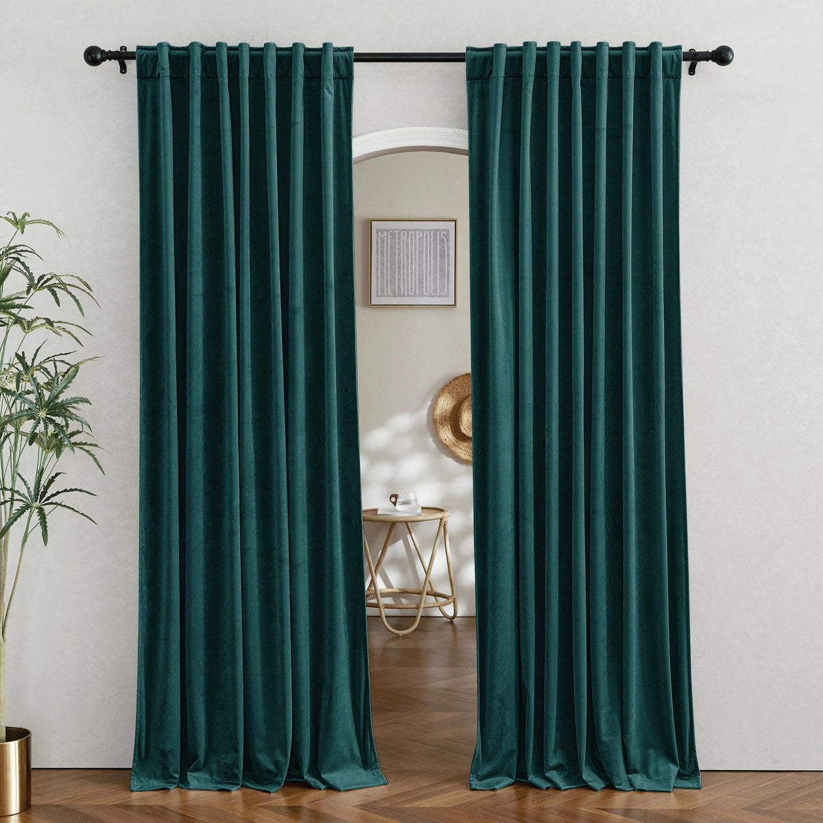 RYB HOME Blue Velvet Blackout Curtains for 84 inches Bedroom Living Room