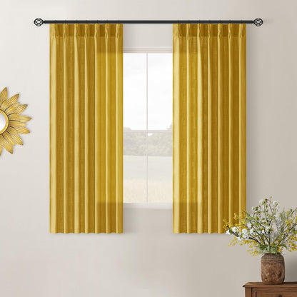 TWODRAPES Natural Pinch Pleated Linen Semi Sheer 84 Inch Curtains 2 Panels