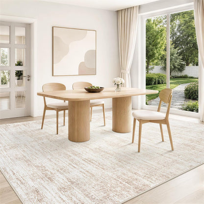 8x10 Area Rugs for Living Room Washable Rug Neutral Abstract Beige Carpet