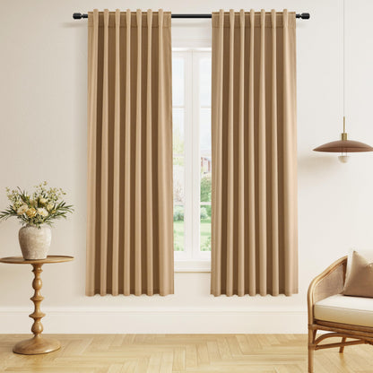 Guken Cream Linen Blackout Curtains 84 Inch Length 2 Panels Set for Living Room Bedroom Back Tab Thermal Insulated 100% Black Out Drapes Room Darkening Window Curtain Ivory Natural Beige