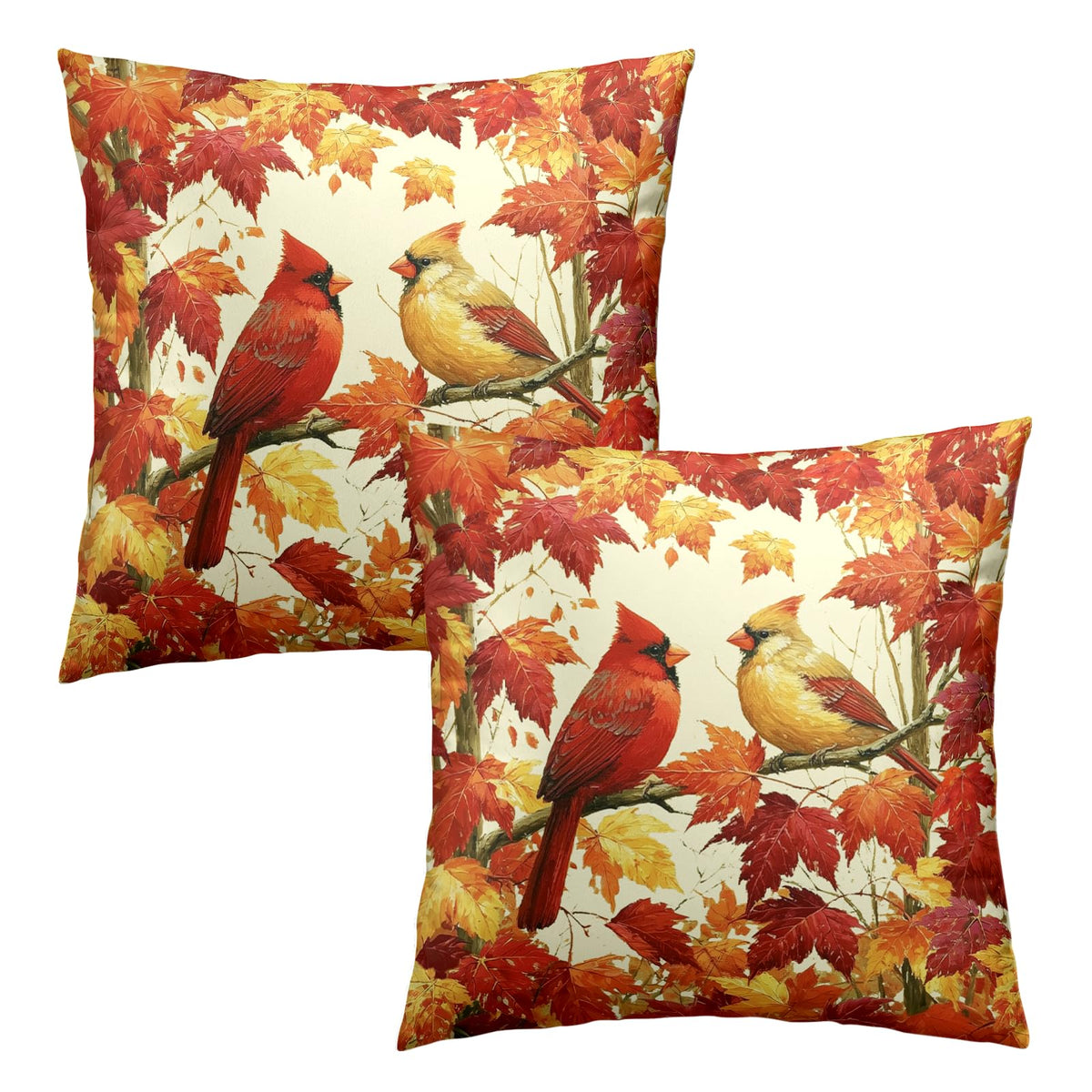 Fall Pillow Covers Autumn Leaf Throw Pillow Covers 18x18 Set of 2 Bohemian Floral Pillow Cases Thanksgiving Berry Pinecones Cushion Cases for Home Farmhouse Sofa Couch Patio