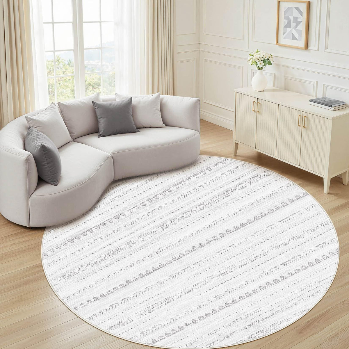 Nakagishi Boho 5x7 Area Rug Living Room Rugs Machine Washable Beige/Brown