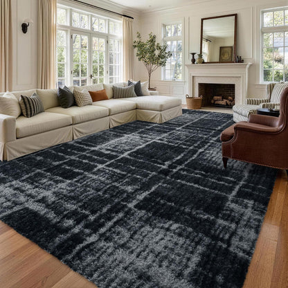 Noahas 2x6 Black Fluffy Soft Runner Rug Non-Slip for Bedroom Dorm Hallway