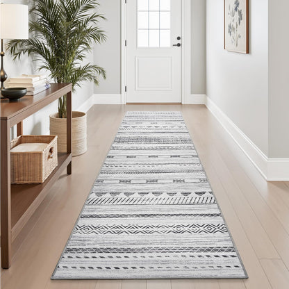 5x7 Area Rugs for Living Room Machine Washable Rug Distressed Indoor Carpet Neutral Moroccan Boho Rug Ultra Soft Area Rug for Bedroom Dining Room Playroom Office, Grey